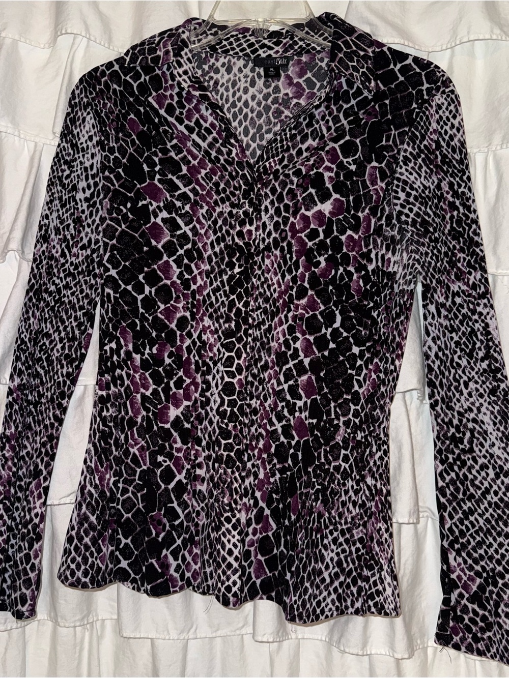Purple Animal-Print Long-Sleeve Top